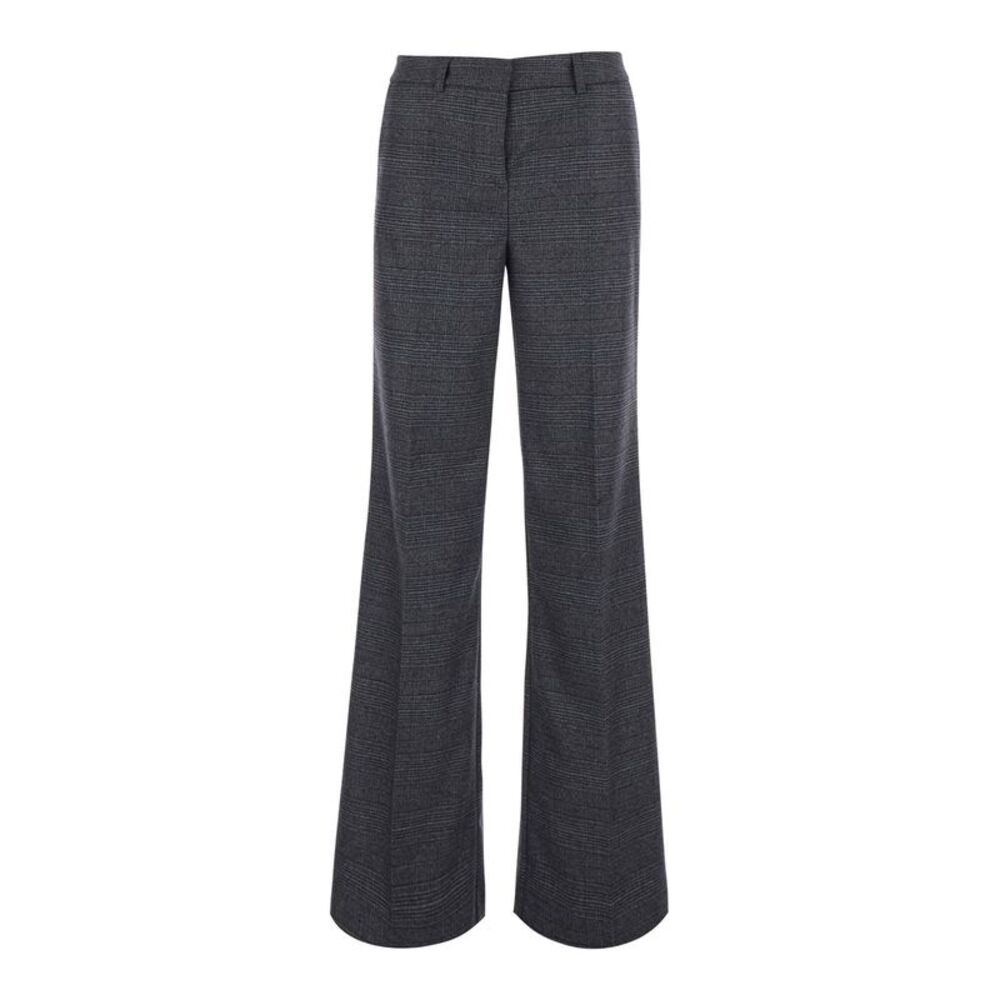 Leplain Women Grey Pants With Check Motif All-Over In Fabric For Women